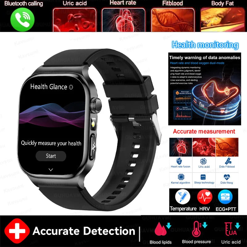 2025 nouvelle montre intelligente 2.04 pouces écran acide urique lipides sanguins composition corporelle cinq détecteurs 650mAh sport HD appel montre intelligente