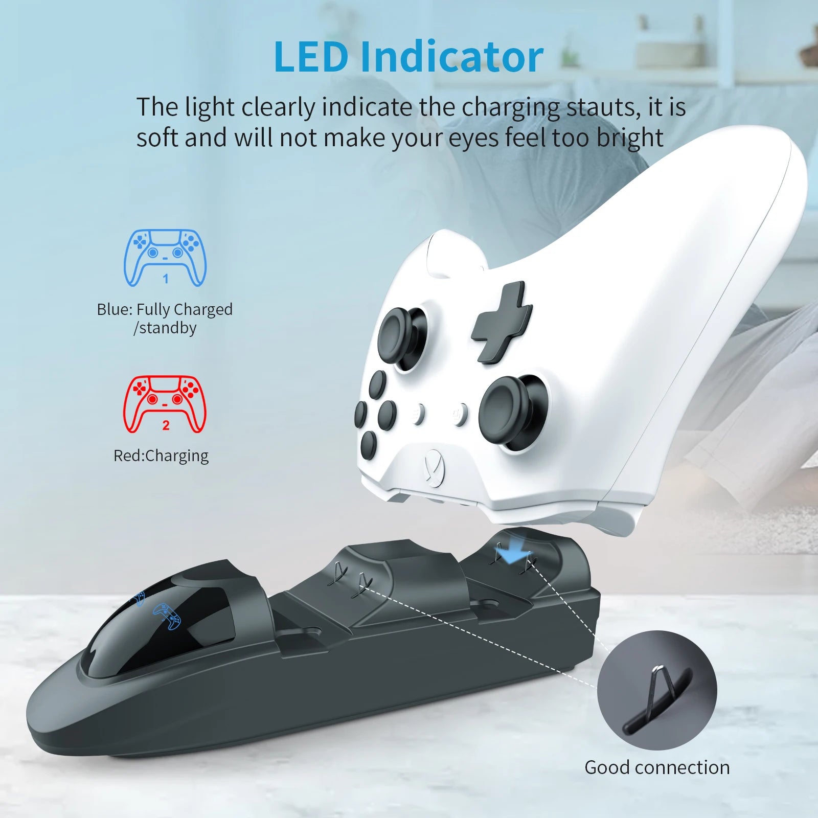 Station de chargeur de contrôleur avec 2 batteries rechargeables de 3600 mWh pour Xbox One/Series X | Contrôleur S, double station de charge pour