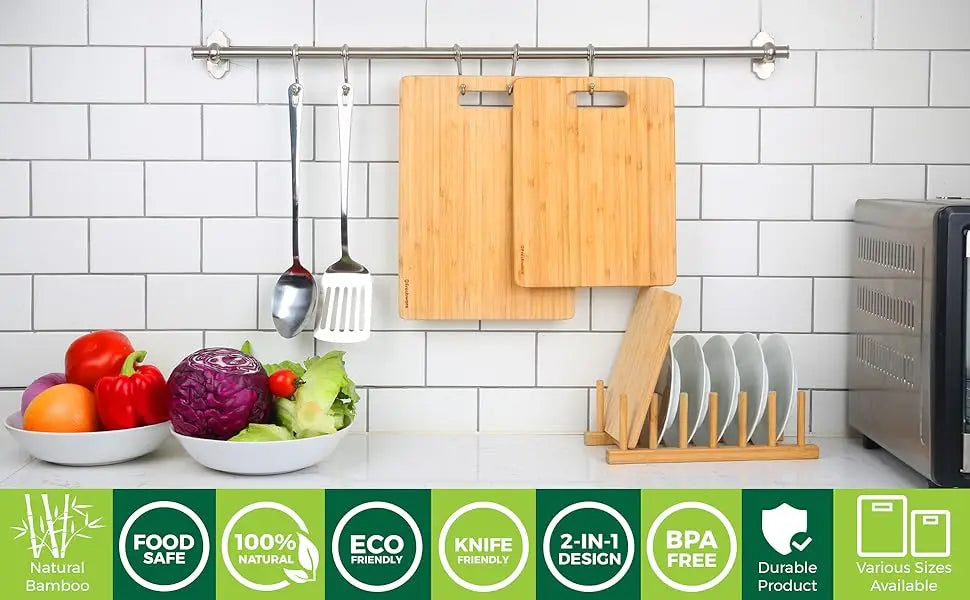 Planches à découper en bambou pour la cuisine, planche à découper en bois pour hacher de la viande, des fruits, du fromage, lot de 3