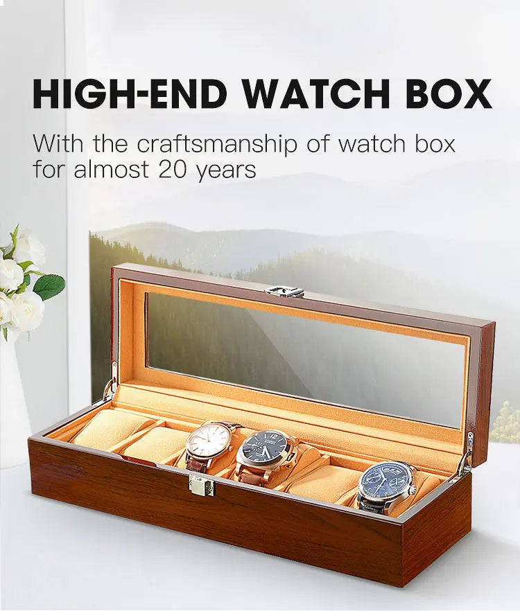 Boîtes à Montres en Bois Noir à 6 Fentes pour Homme, Présentoir de Magasin, Pratique, Rangement de Bijoux