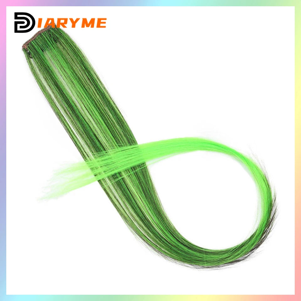 Colorful curly synthetic hair extensions for girls, long clip-in hairpiece, multicolored party strands, wig piece, for women and children