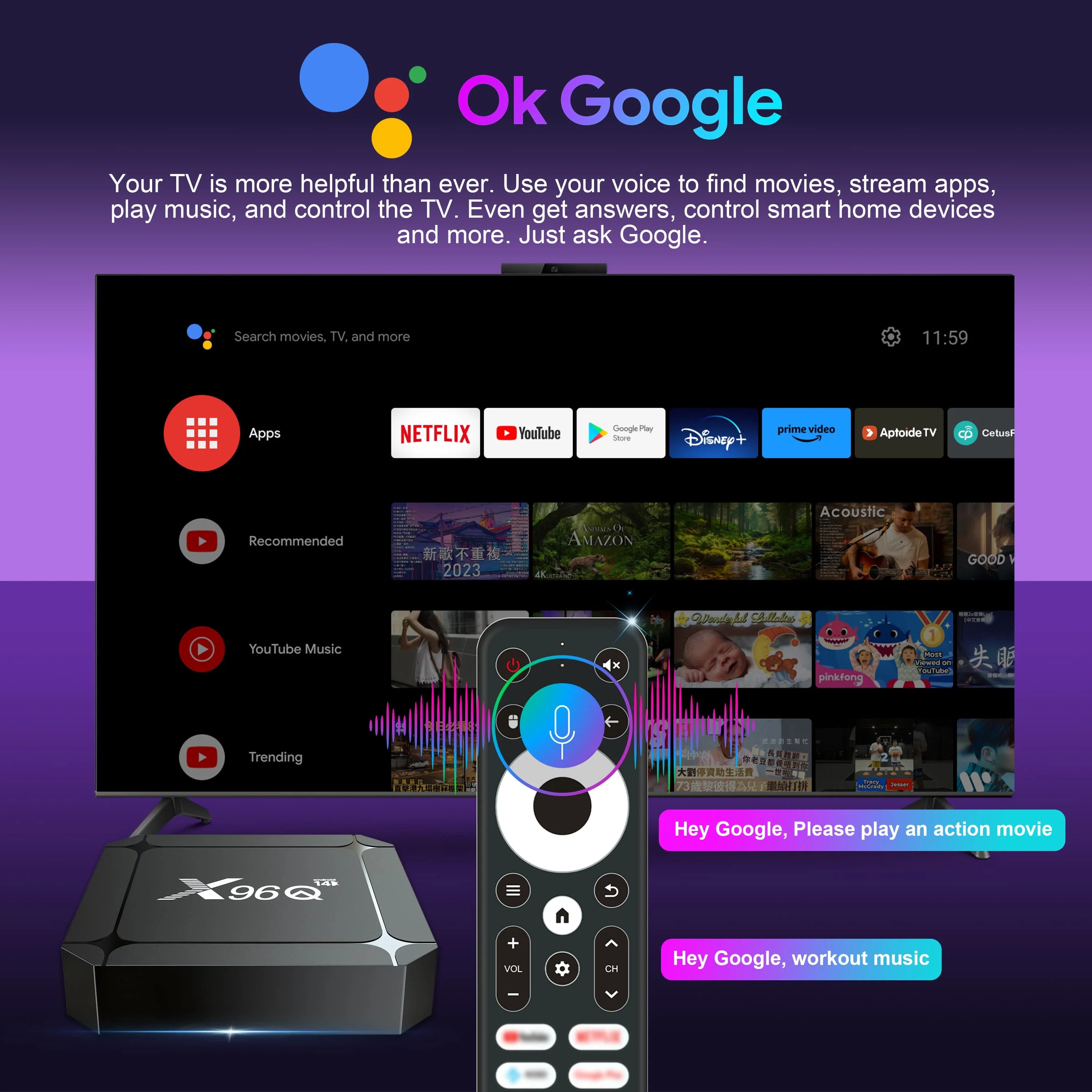 Smart TV Box Android 14 TV BOX X96Q RK3518 Quad Core TV Box Support 4K WIFI6 lecteur multimédia Android TV Box décodeur 2GB 16GB