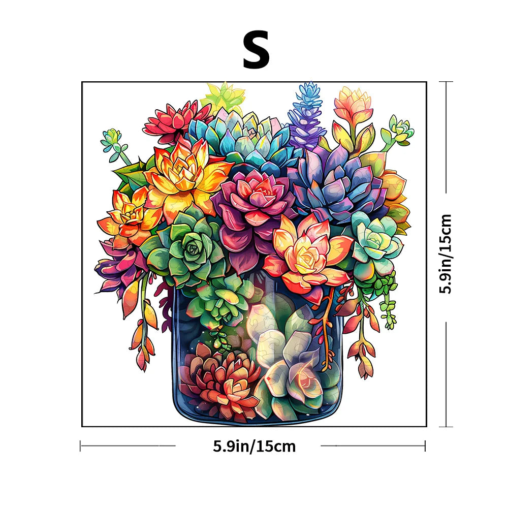 Puzzle en bois - Succulent coloré - Puzzle en bois pour adultes et enfants - Puzzle en bois animal de forme unique - Puzzle pour adultes