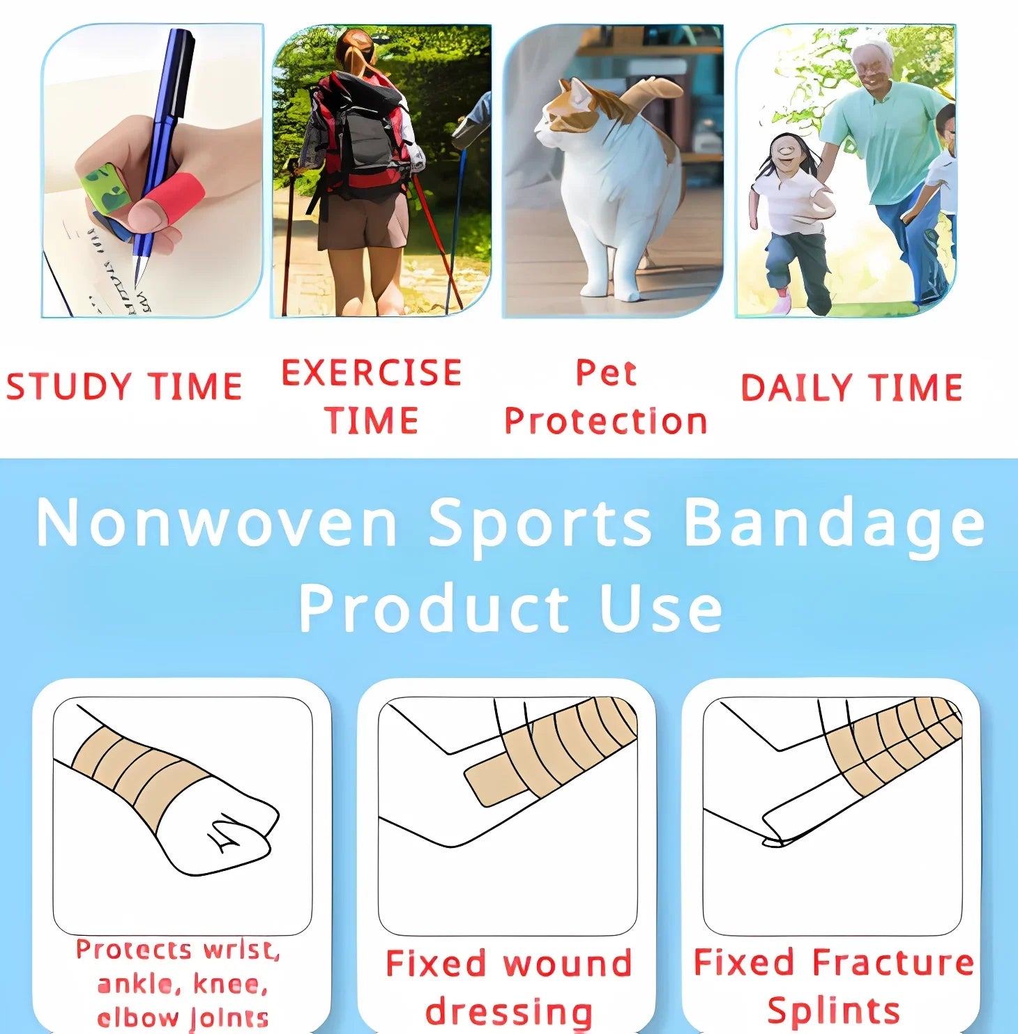 Bandages auto-adhésifs noirs, 10/20 pièces, élasticité cohésive, respirants, imperméables, bande de sport, poignet, cheville, premiers secours