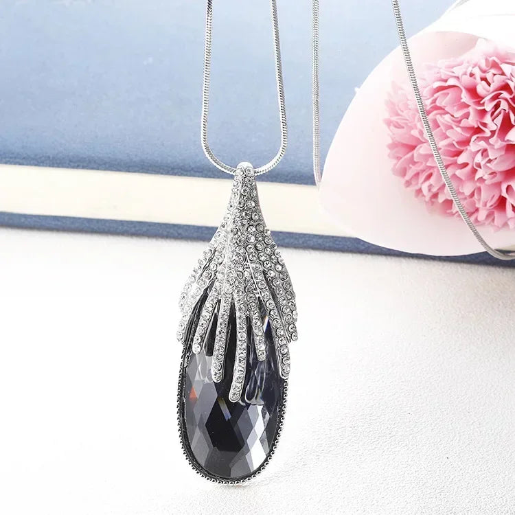 Colliers longs avec pendentif trapézoïdal en pierre semi-précieuse pour femmes, Vintage carré géométrique, cadeaux féminins, bijoux, nouvelle collection 2025