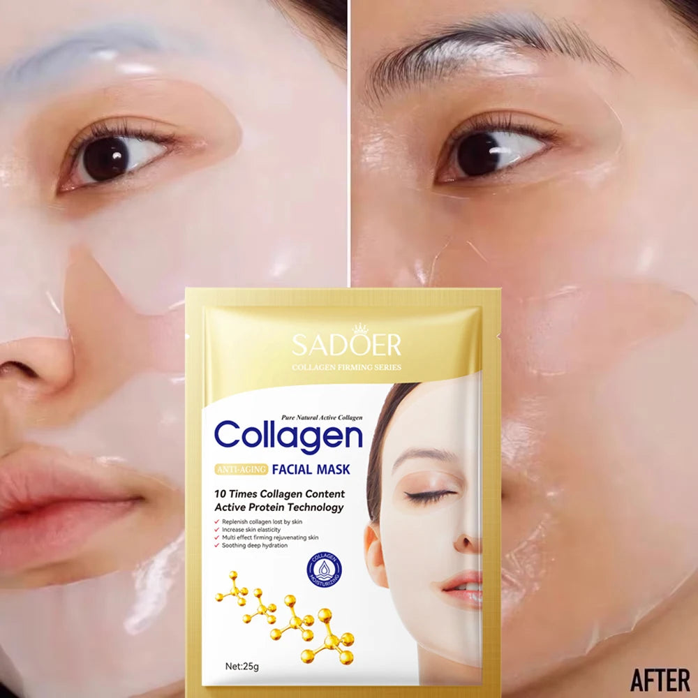 Masque Facial Anti-rides au collagène Bio, Anti-vieillissement, estompe les ridules, raffermissant, hydratant en profondeur, éclaircissant, réparation, soins pour la peau