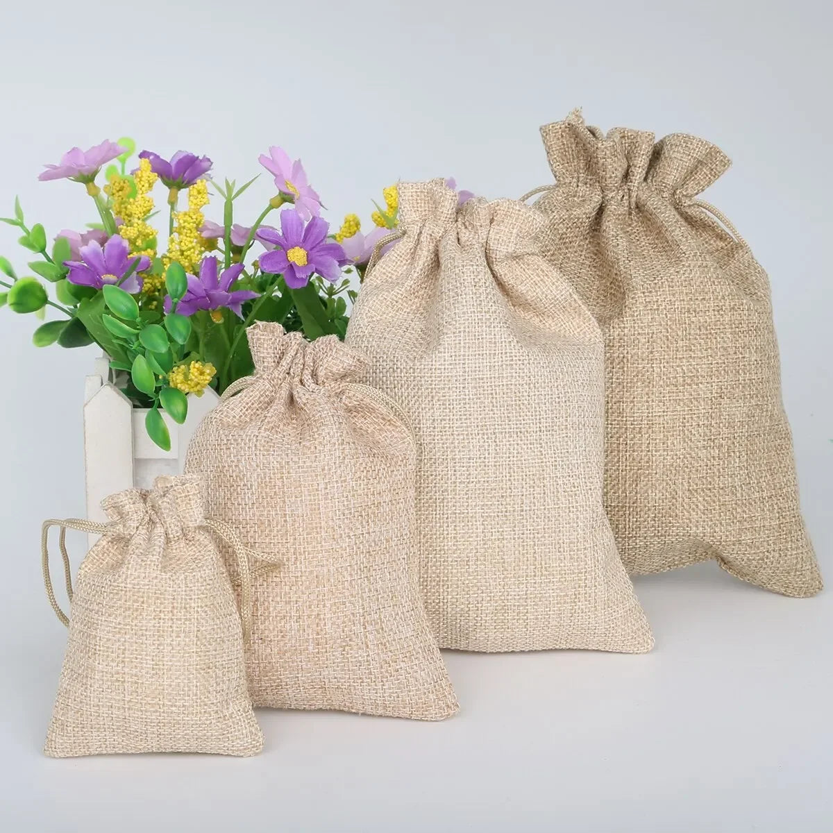 Sac cadeau de poche en coton et chanvre 15-50, sac d'emballage cadeau pour la journée des enfants, emballage de produits de mariage pour bonbons à faire soi-même