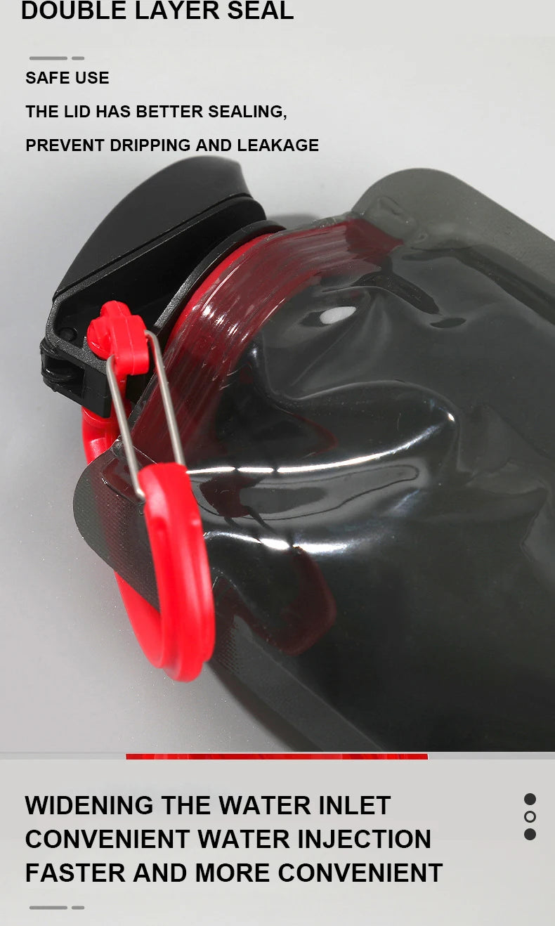 Bouteilles d'eau pliables, bouteille d'eau de voyage Flexible et réutilisable, pochette d'eau en plastique, flacon souple, sac d'eau avec mousqueton