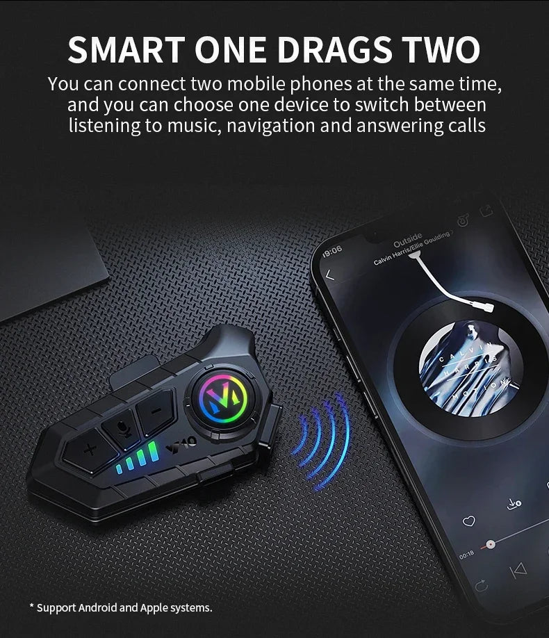 Bluetooth 5.3 casque casque sans fil mains libres appel téléphone Kit Moto étanche écouteur MP3 lecteur de musique haut-parleur pour Moto