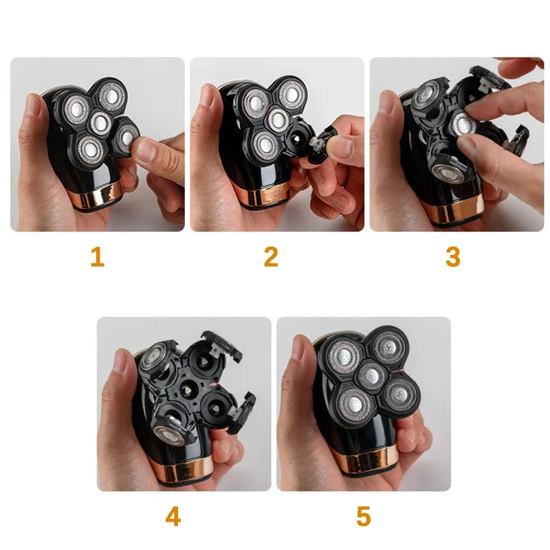 Rasoir électrique 5 en 1 pour hommes, Machine à raser Rechargeable, pour barbe, humide et sec, double usage, étanche, charge rapide