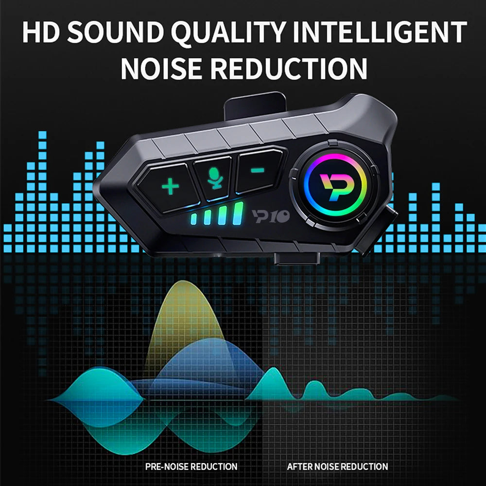 Casque de moto Bluetooth 5.3 sans fil, étanche IPX6, réduction du bruit, écouteur, 2000mAh, longue veille, mains libres