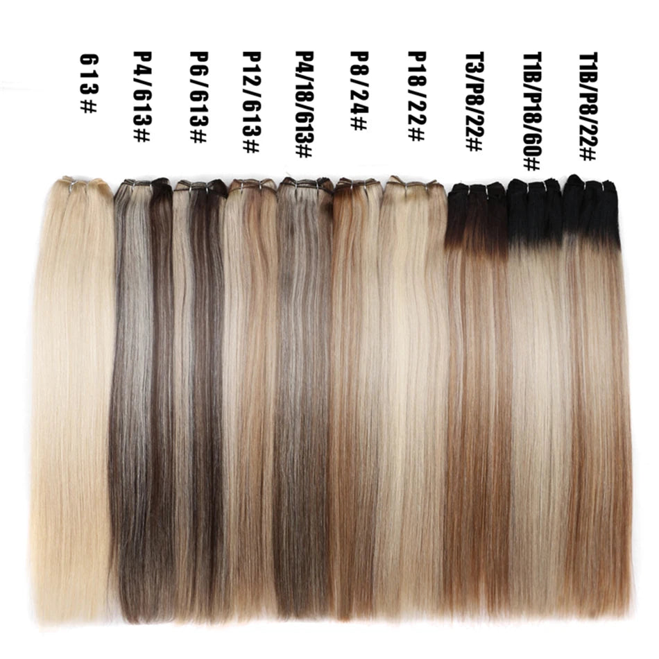 Straight Human Hair Weft Bundles Ombre Blonde Human Hair Extensions 100g/piece 16"-28" Skin Color Remy Straight Double Weft
