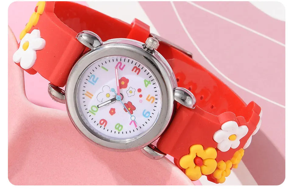 Nouveaux enfants montres dessin animé montres rose Silicone Quartz montre-bracelet cadeau d'anniversaire fille garçon enfants temps d'étude fille montre Reloj