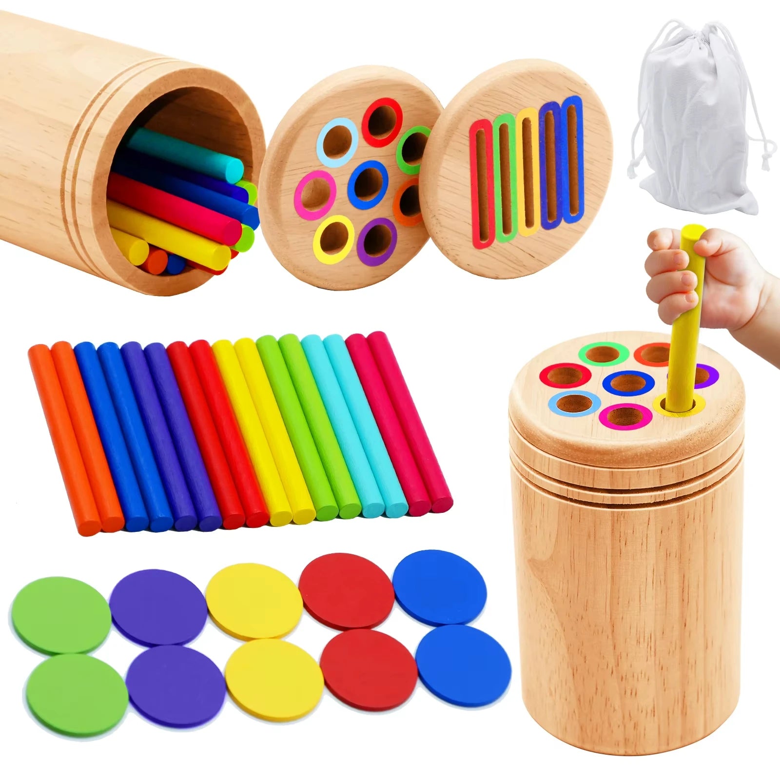 Jouets en bois Montessori, tri des couleurs, jouets à motricité Fine, jouets sensoriels assortis, Puzzle éducatif précoce pour les tout-petits