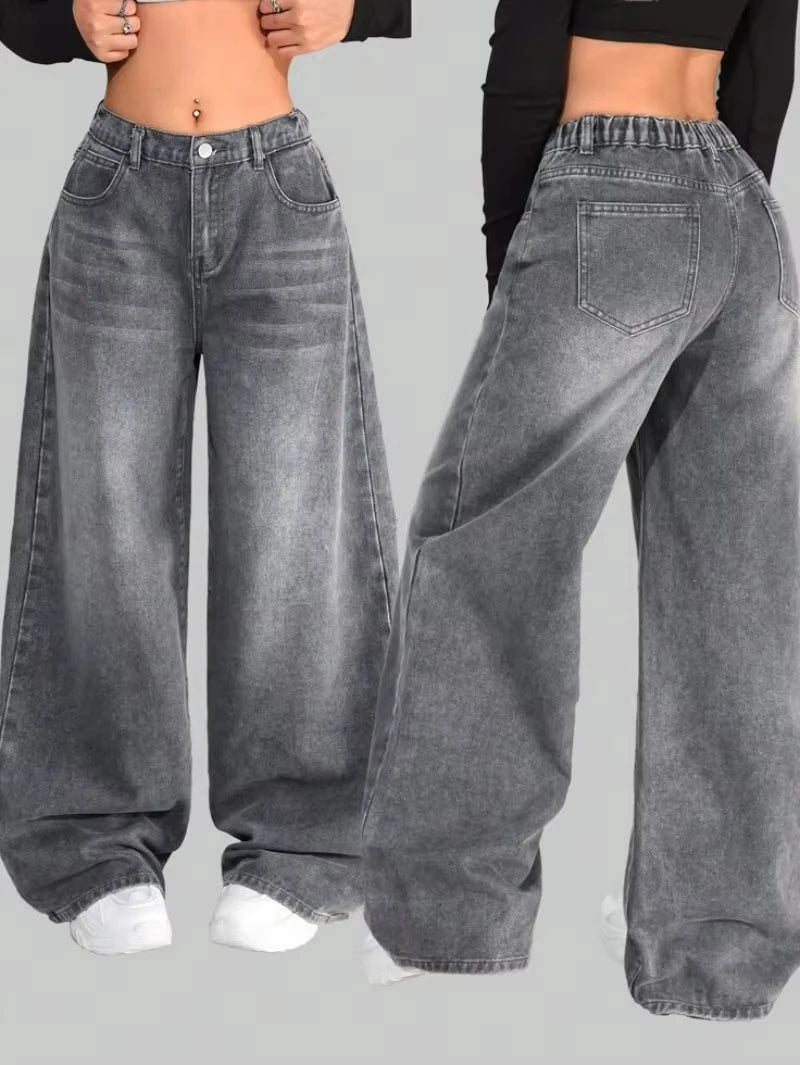 Jean Baggy Délavé à Poches Multiples pour Homme et Femme, Streetwear, Y2K, Hip-hop, Harajuku, Décontracté, Gothique, Taille Haute, Large, Surintendant, Nouvelle Collection
