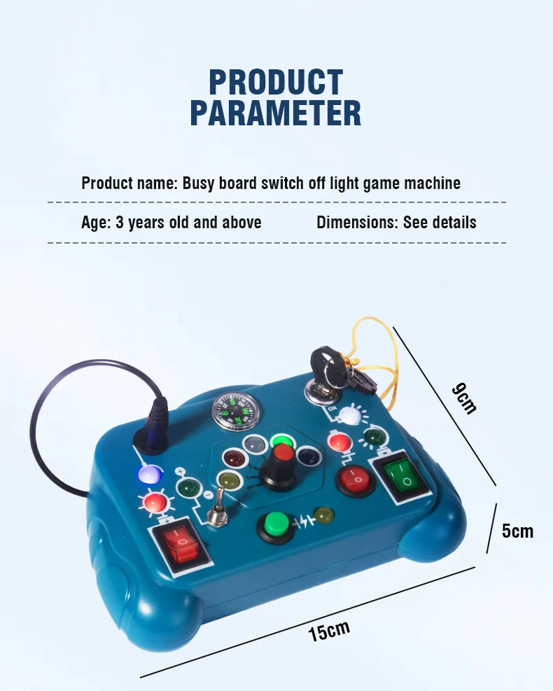 Planche occupée, interrupteur de lumières Led, jouets sensoriels Montessori, Puzzle électrique Portable, jouet éducatif précoce, cadeau pour enfants en bas âge