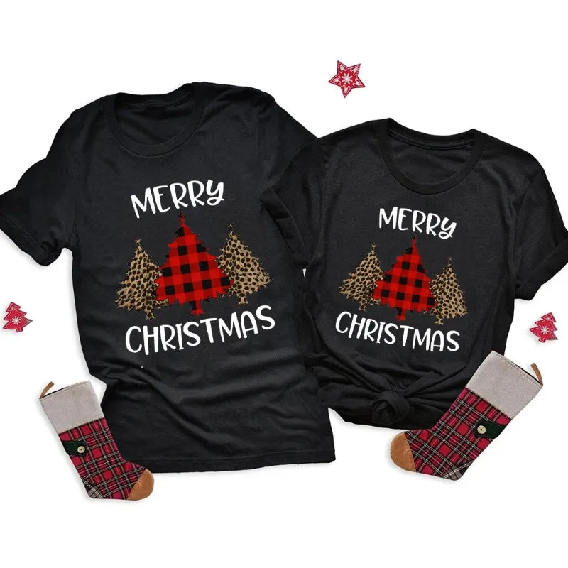 T-shirt imprimé arbre de Noël pour la famille, chemises de Noël, vêtements assortis pour la famille, tenues de vacances, hommes, femmes, enfants