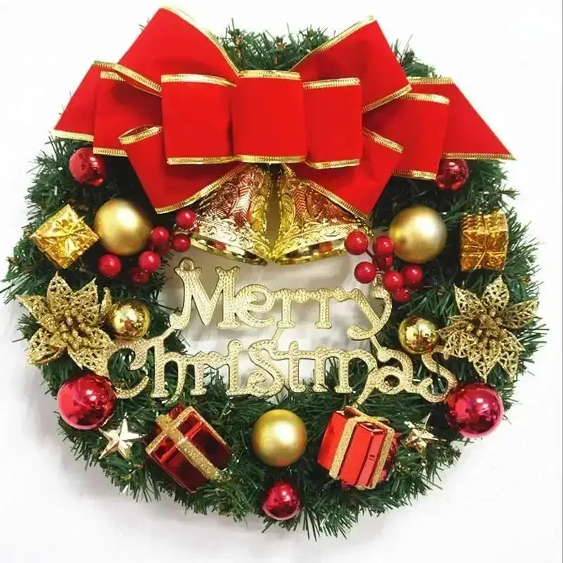 Décorations de noël 45cm, couronne artificielle pour porte suspendue, accessoires de fenêtre, arrière-plan, accessoires d'arbre de noël