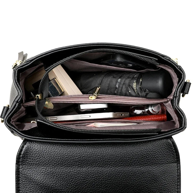 Women's soft leather top-handle bags, luxury design, insider messenger bags, high-quality handbags and purses, CommConsul Handbag 
