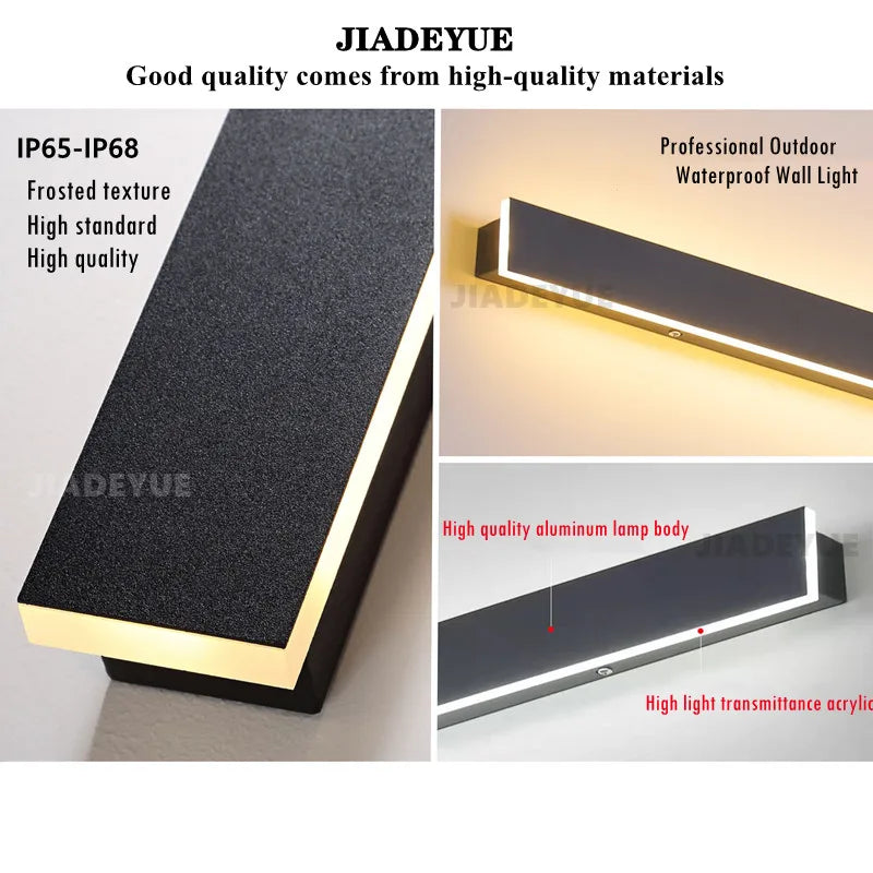 LED étanche longue applique murale ip65 éclairage extérieur jardin maison de campagne balcon lumière mur intérieur chambre salon lumière