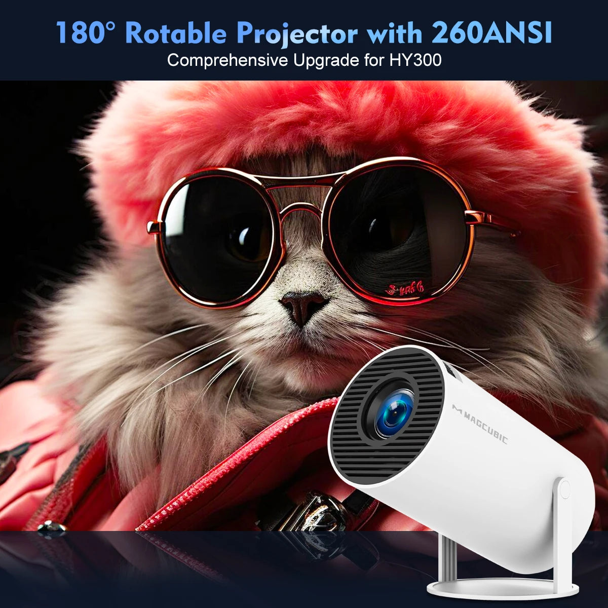 Transpeed-Projecteur portable AllwinnerH713, Android 11, WiFi 6, 260ANSI, 1280x720P, 4K, 180 °, BTpig flexible, Home Cinema, Extérieur, Provaincu