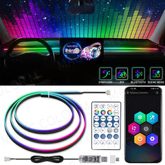 Vegetting 140cm lumières d'ambiance de voiture LED intérieur RGB symphonie atmosphère lampe USB APP contrôle à distance pour Tesla modèle 3 Y S X