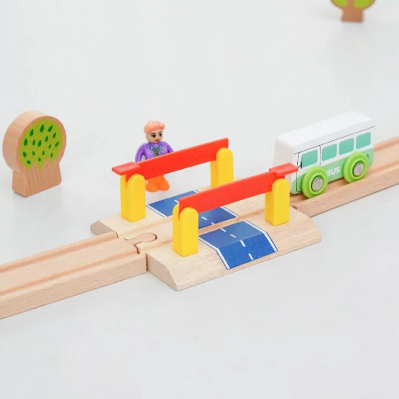 Jouets pour tout-petits, Train en bois, accessoires de voie ferrée, Barricade, scène de piste de plate-forme, jouets Puzzle pour garçons et filles