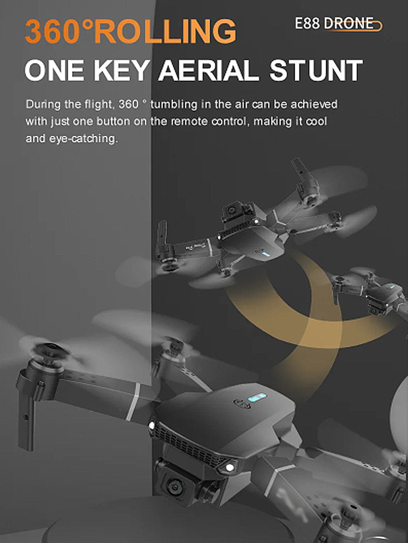 E88 4K Professional Drone, Wide-Angle HD Camera, WiFi FPV, Altitude Hold, Foldable RC Quadrotor Helicopter, Children's Toys (Camera Not Included)