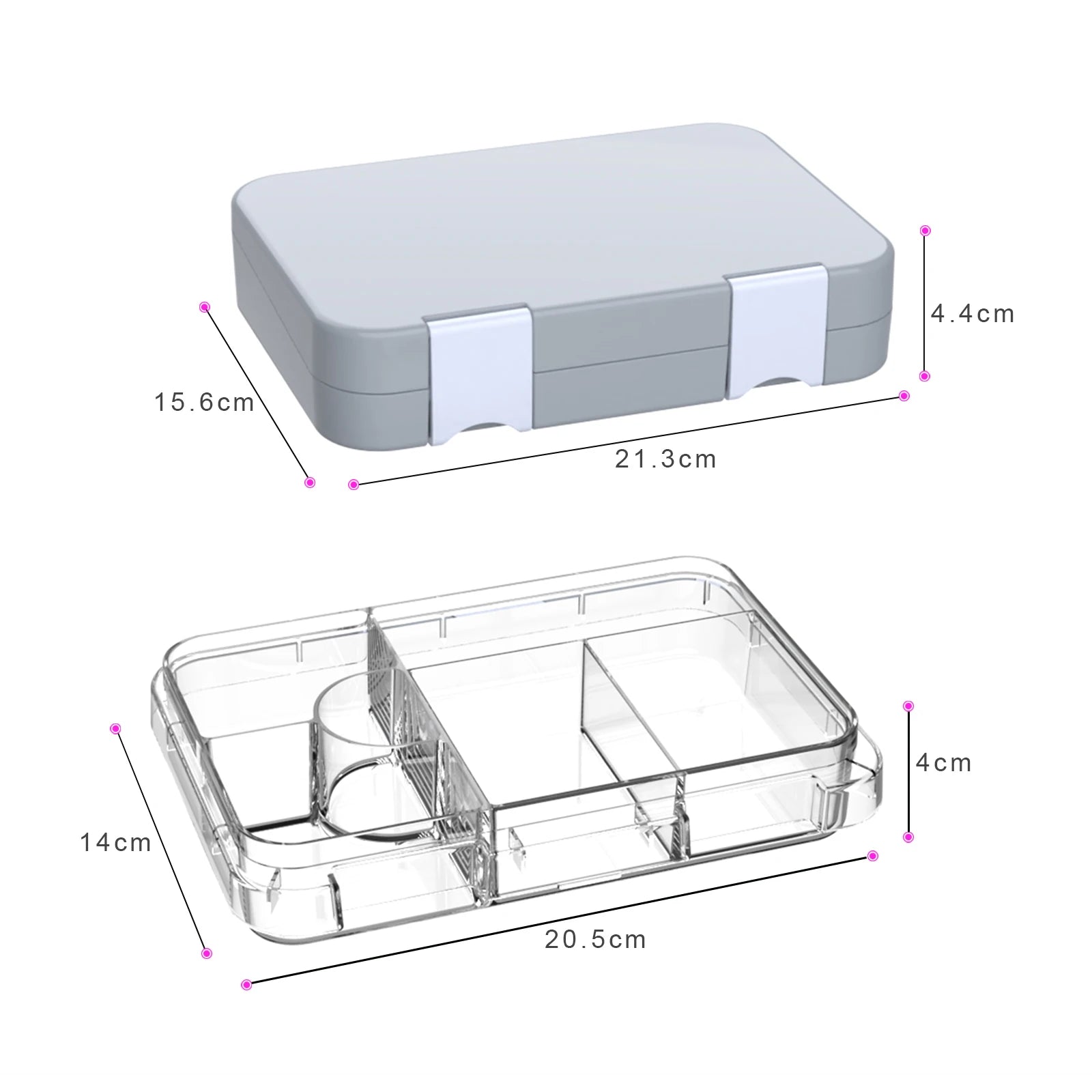 Boîte à lunch Bento pour enfants avec 4/6 compartiments, récipient alimentaire sans BPA, passe au micro-ondes et au lave-vaisselle pour les repas, l'école