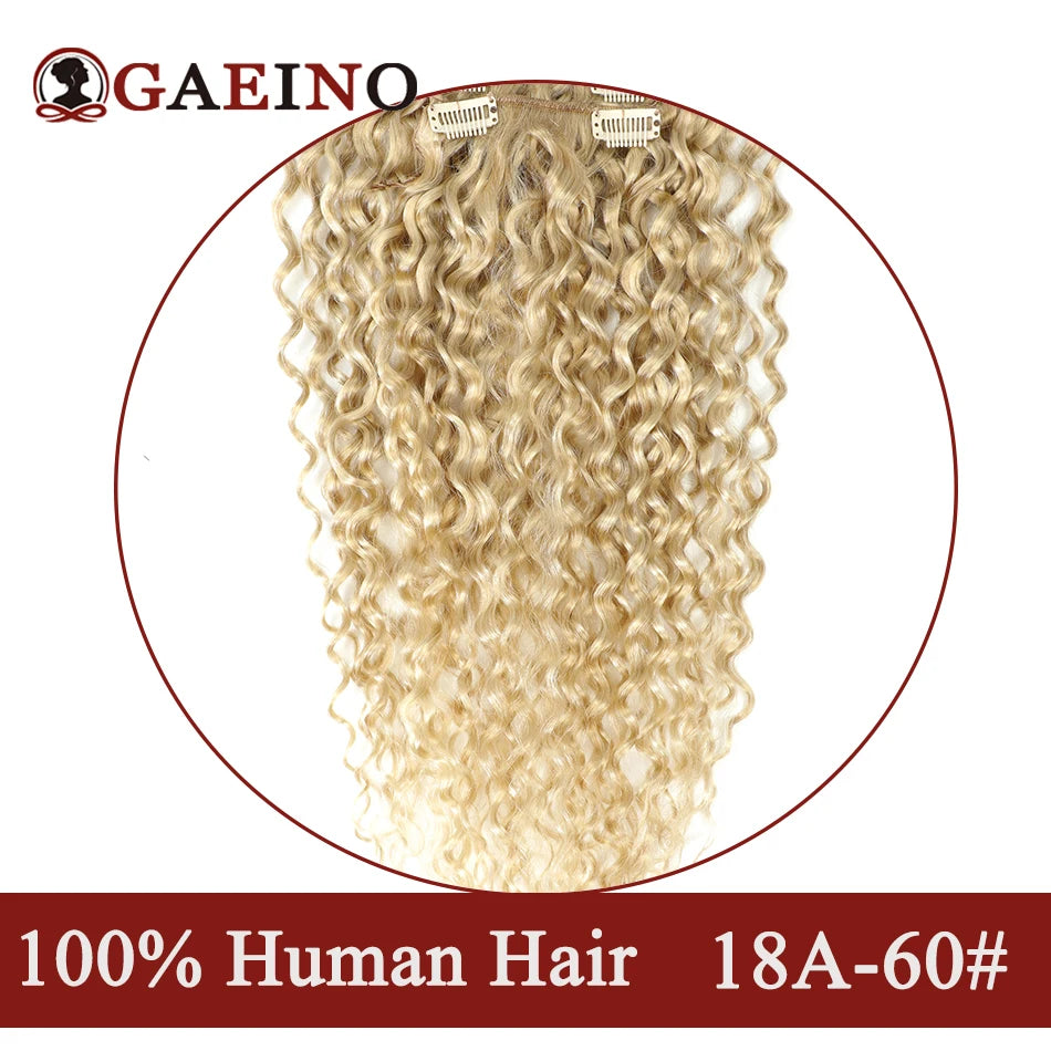 Clip de vague d'eau dans les Extensions de cheveux vrais cheveux humains 7 pièces/ensemble châtain et blond bronzé met en évidence pince bouclée sur les Extensions de cheveux