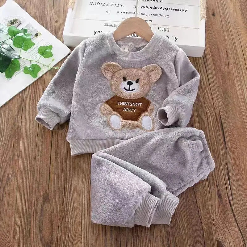 Pyjama chaud en forme de sourire pour garçon et fille, vêtement de nuit pour enfant de 1 à 4 ans, couleur unie, automne et hiver