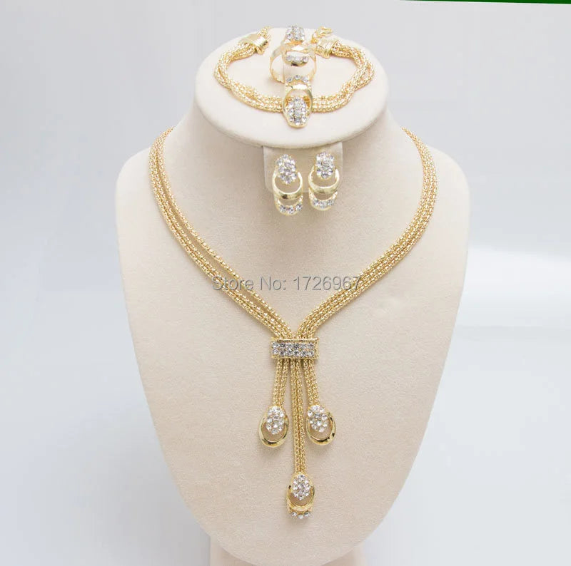 Ensemble de Bijoux en Forme de Carillon pour Femme, Bijoux en Or et Argent, Perles, Collier, Boucles d'Oreilles, Bracelet, Bagues, Livraison Gratuite, Dernière Mode