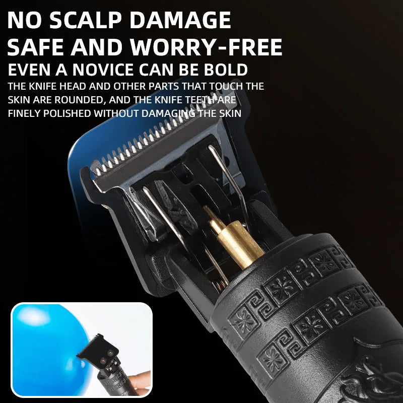 Rasoir de coupe de cheveux pour hommes tondeuse Rechargeable rasoir adulte électrique Vintage tondeuserazor maison USB charge salon de coiffure Dragon noir