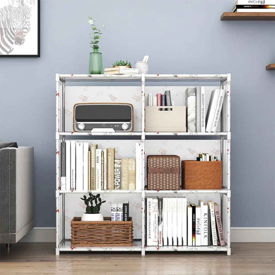 Simple storage shelf, multi-layered clutter storage shelf, bookcase organizer, easy assembly for bedroom or bookcase