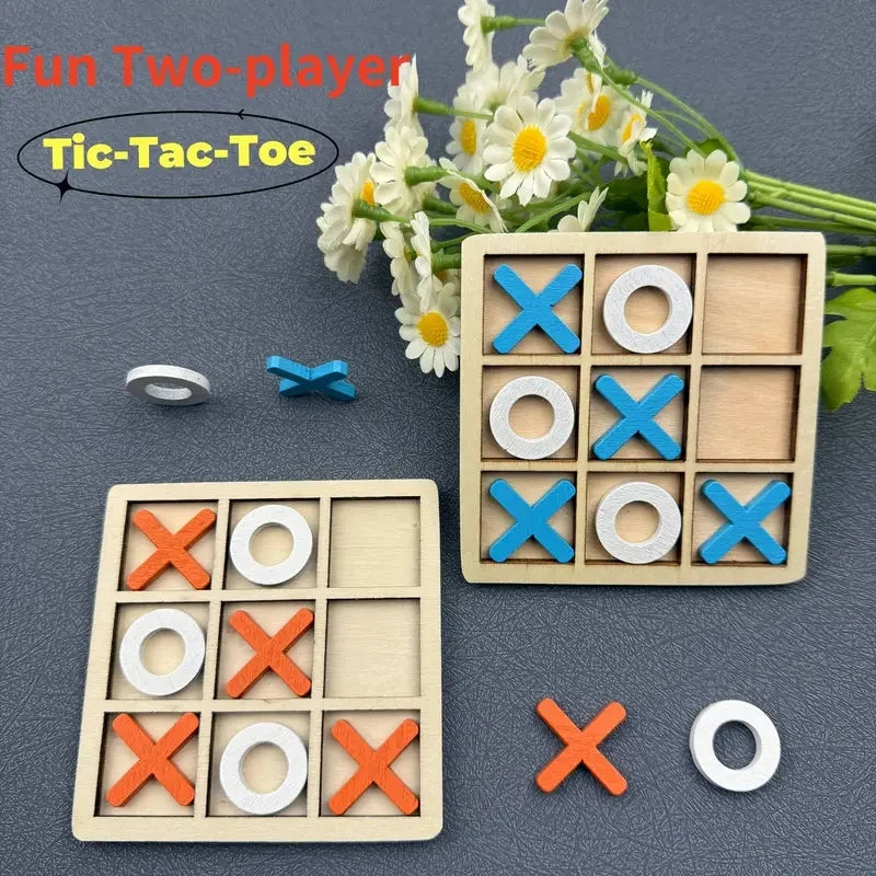 Jeu de puzzle Tic Tac Toe en bois pour deux joueurs, jeu de société interactif de logique et de stratégie, fête de famille, anniversaire, cadeau pour garçons et filles