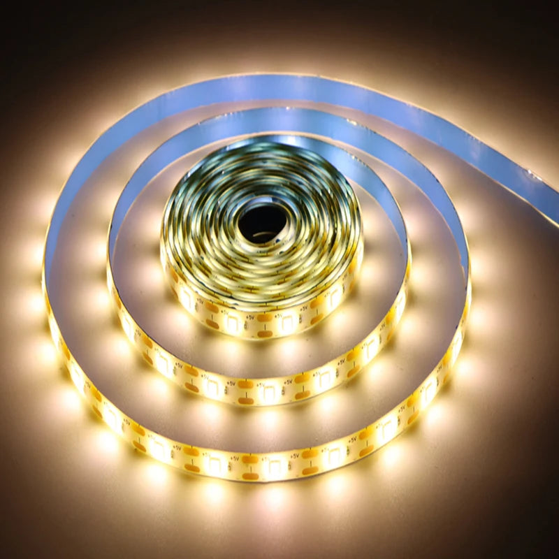 Bande lumineuse LED USB 5V, étanche, SMD2835, avec capteur de mouvement PIR sensible, temps de retard réglable pour cuisine, chambre à coucher, couloir