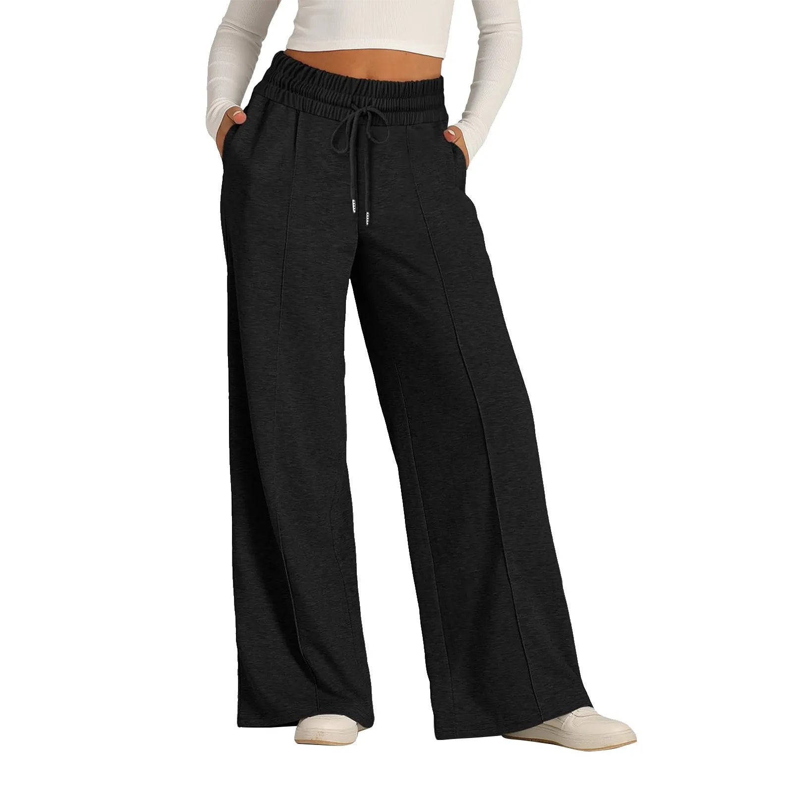 Pantalon de survêtement en polaire pour femmes, Streetwear, taille haute, ample, décontracté, droit, Sport, jambes larges, Baggy, jogging