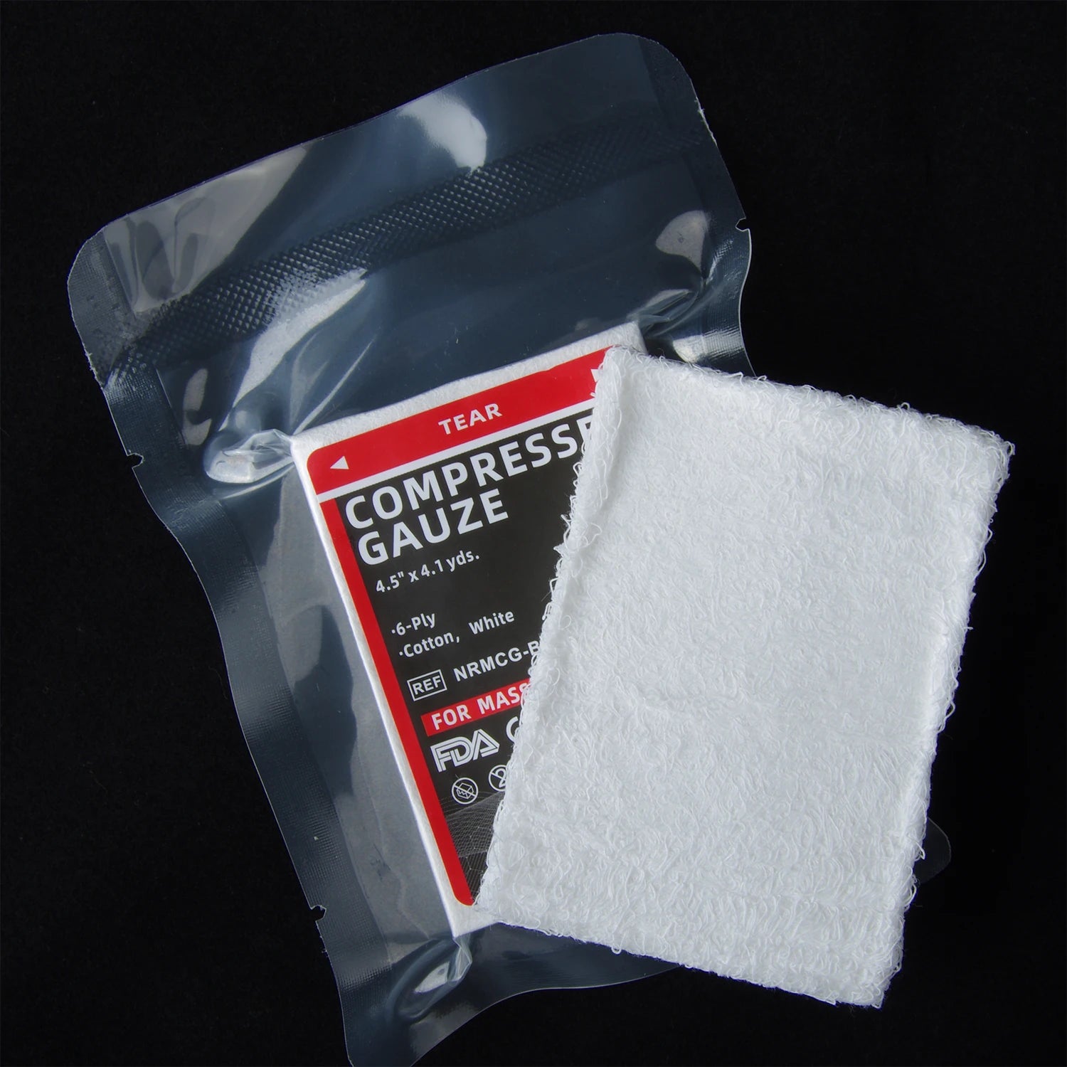 Rouleau de gaze de stérilisation compressée, bandage médical d'urgence, bandage de contrôle hémostatique, emballage sous vide, plié en Z, premiers soins