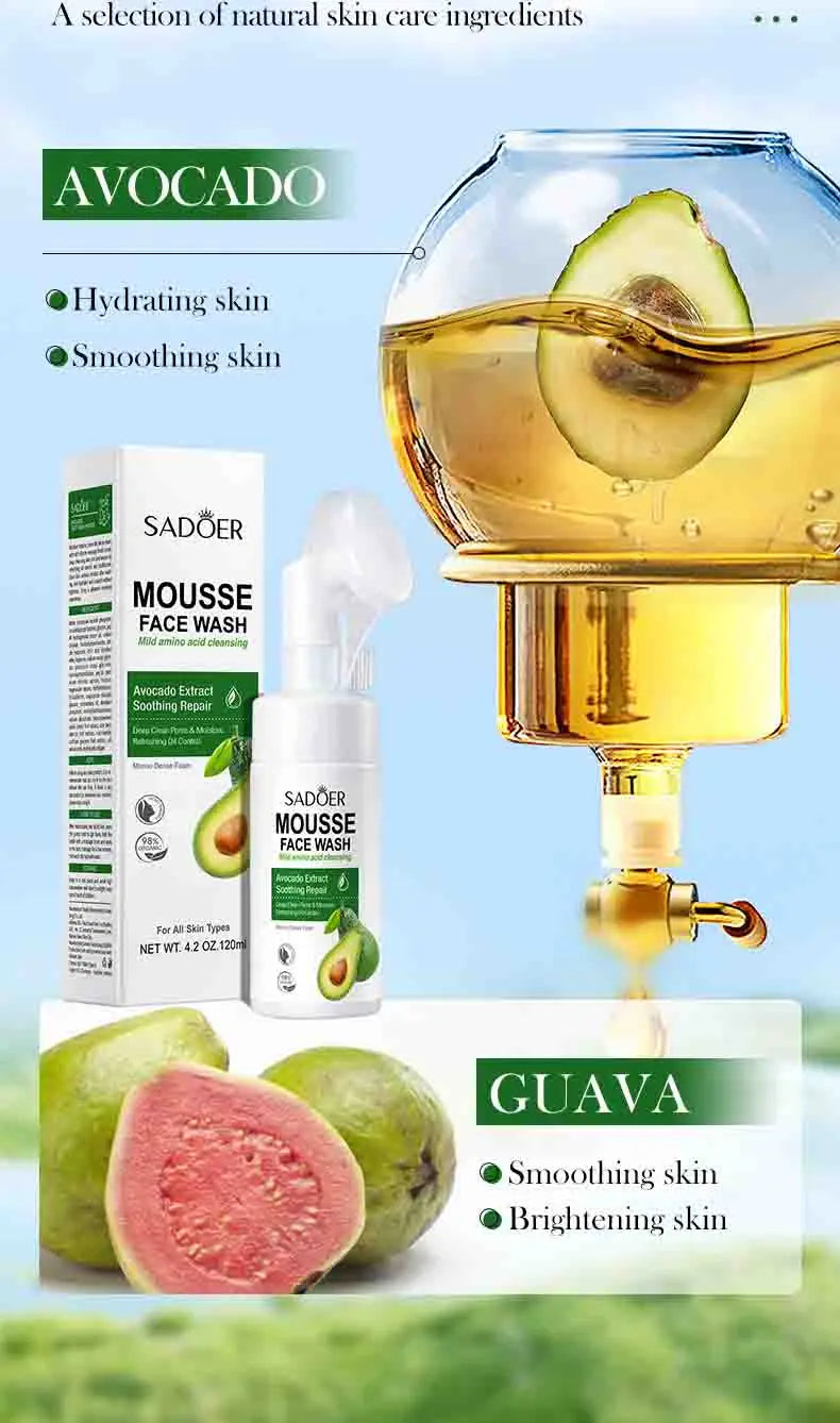 SAODER Fruits nettoyant pour le visage mousse de lavage du visage Massage nettoyage Mossee hydratant produits de soins de la peau du visage