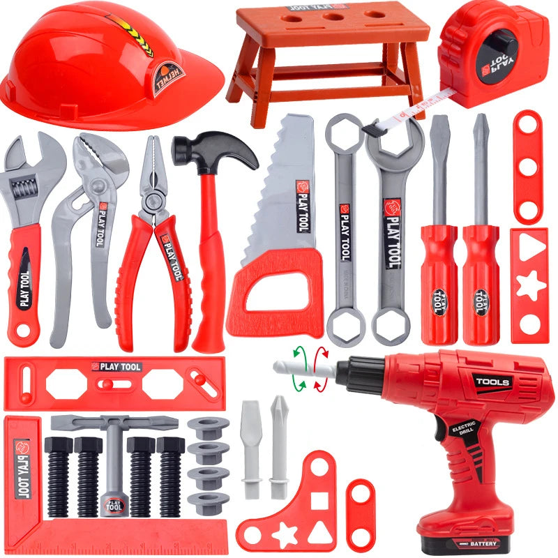 Kit de boîte à outils pour enfants, jouets éducatifs, outils de réparation de Simulation, perceuse, jeu en plastique, apprentissage, ingénierie, Puzzle, jouets cadeaux pour garçon