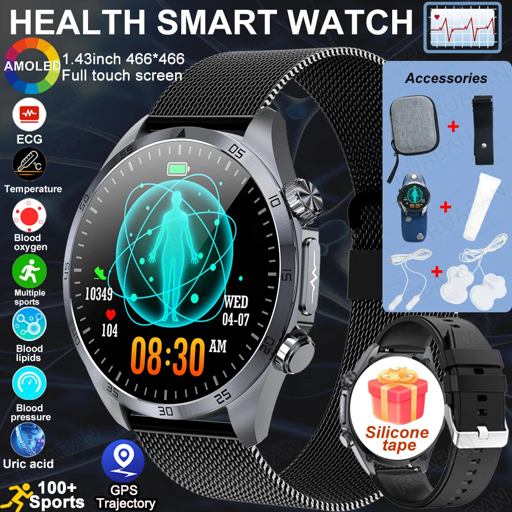 2025 nouvelle montre intelligente hommes pour huawei pression artérielle santé montre CES sommeil pulsé thérapeutique acide urique lipides sanguins graisse corporelle