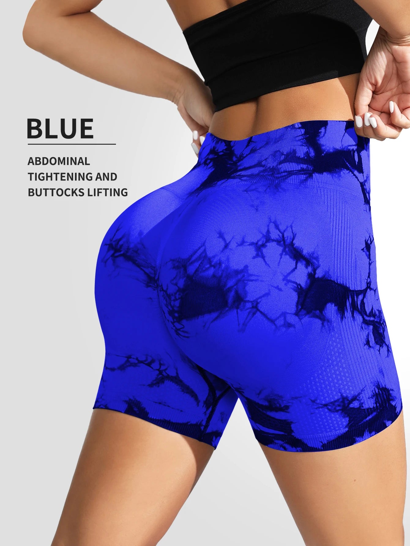 Pantalon de Fitness sans couture teint par nouage pour femmes, taille haute et levage, short serré de sport, course à pied, Sexy, pêche, Fitness, Yoga