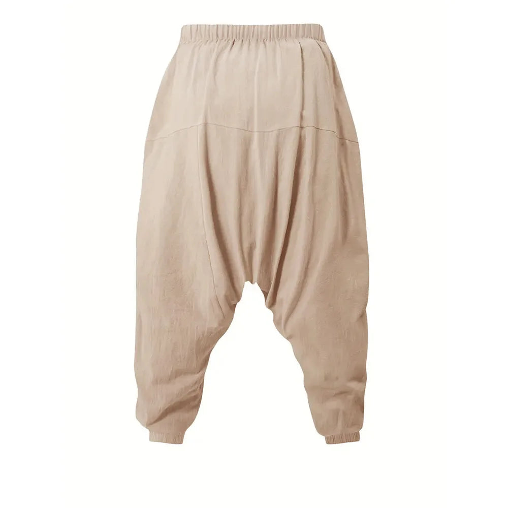 Sarouel pour hommes coton lin entrejambe bas confortable Streetwear coupe ample respirant léger pantalons longs hommes Joggers
