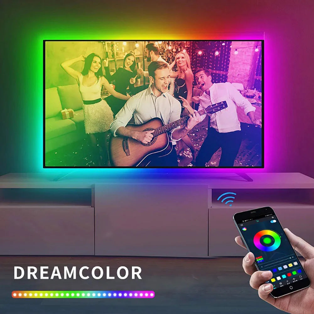 5V USB RGB 5050 LED strip light, Bluetooth app control, suitable for decorating bedrooms and children's rooms
