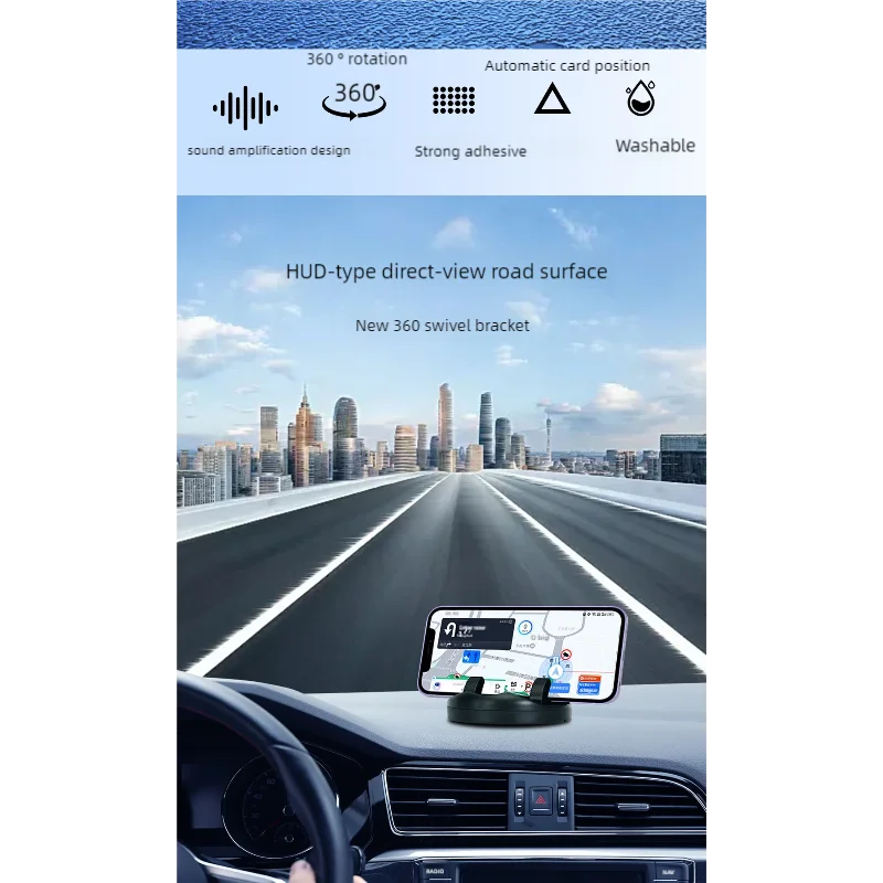 Support de téléphone pour tableau de bord de voiture, Rotation à 360 degrés, support de téléphone tête haute, Stable, universel, pour voiture, avec plaque d'immatriculation