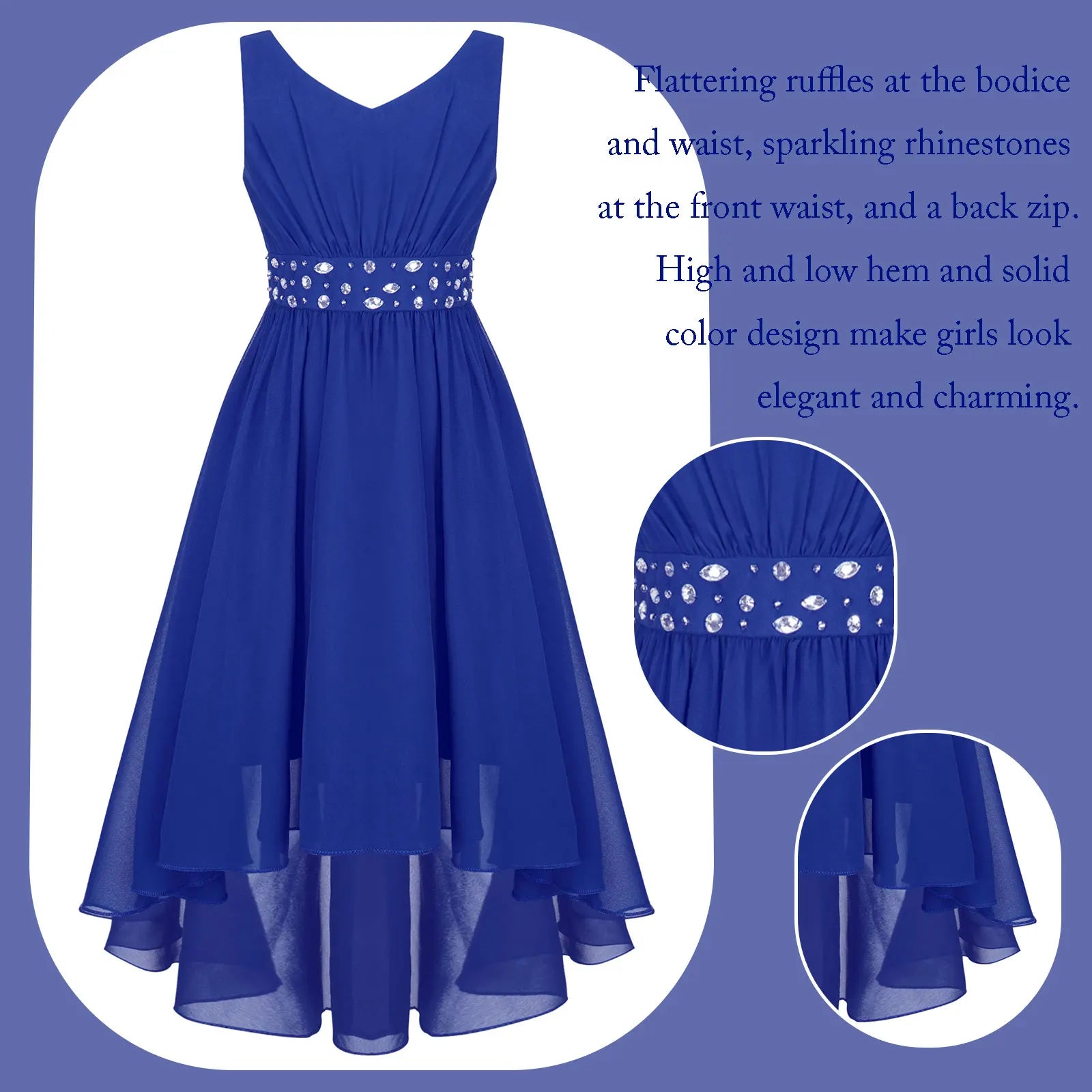 Robe perlée pour filles, élégante, brillante, rose, pour adolescentes, pour cérémonie de première Communion, ourlet Hi-Lo, fleur de demoiselle d'honneur
