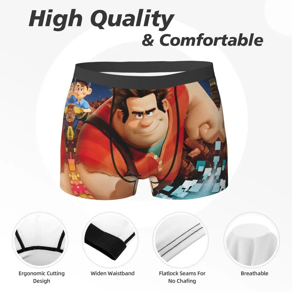 Wreck-It Ralph Men's Boxer Briefs, Breathable Underwear for Men, Boyfriend Gift