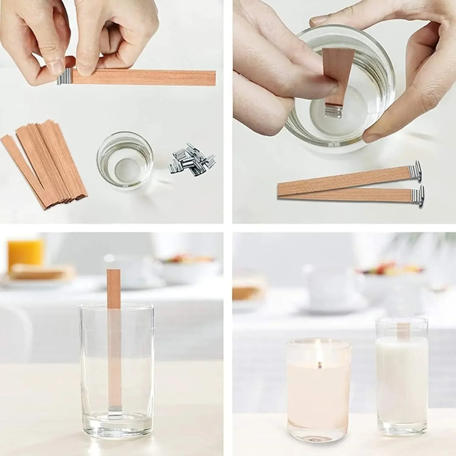 Bougie en cire de soja faite à la main, mèche en bois, bricolage, bougie d'aromathérapie, mèche à Induction unique, bougie en cire de paraffine, Guide d'artisanat