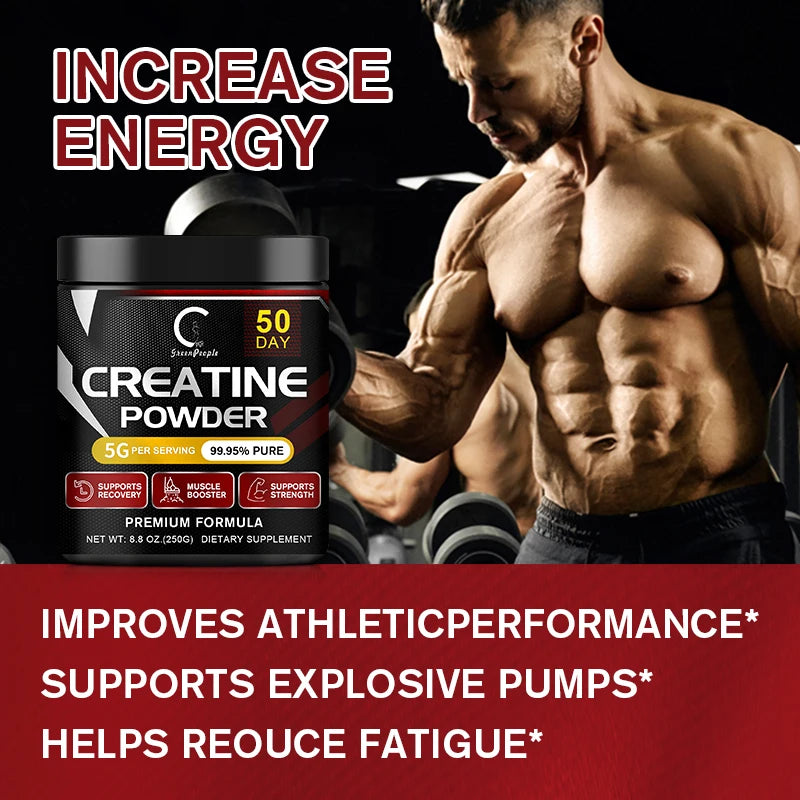 GPGP GreenPeople poudre de monohydrate de créatine poudre de créatine reconstitution musculaire constructeur musculaire pour hommes et femmes suppléments d'entraînement