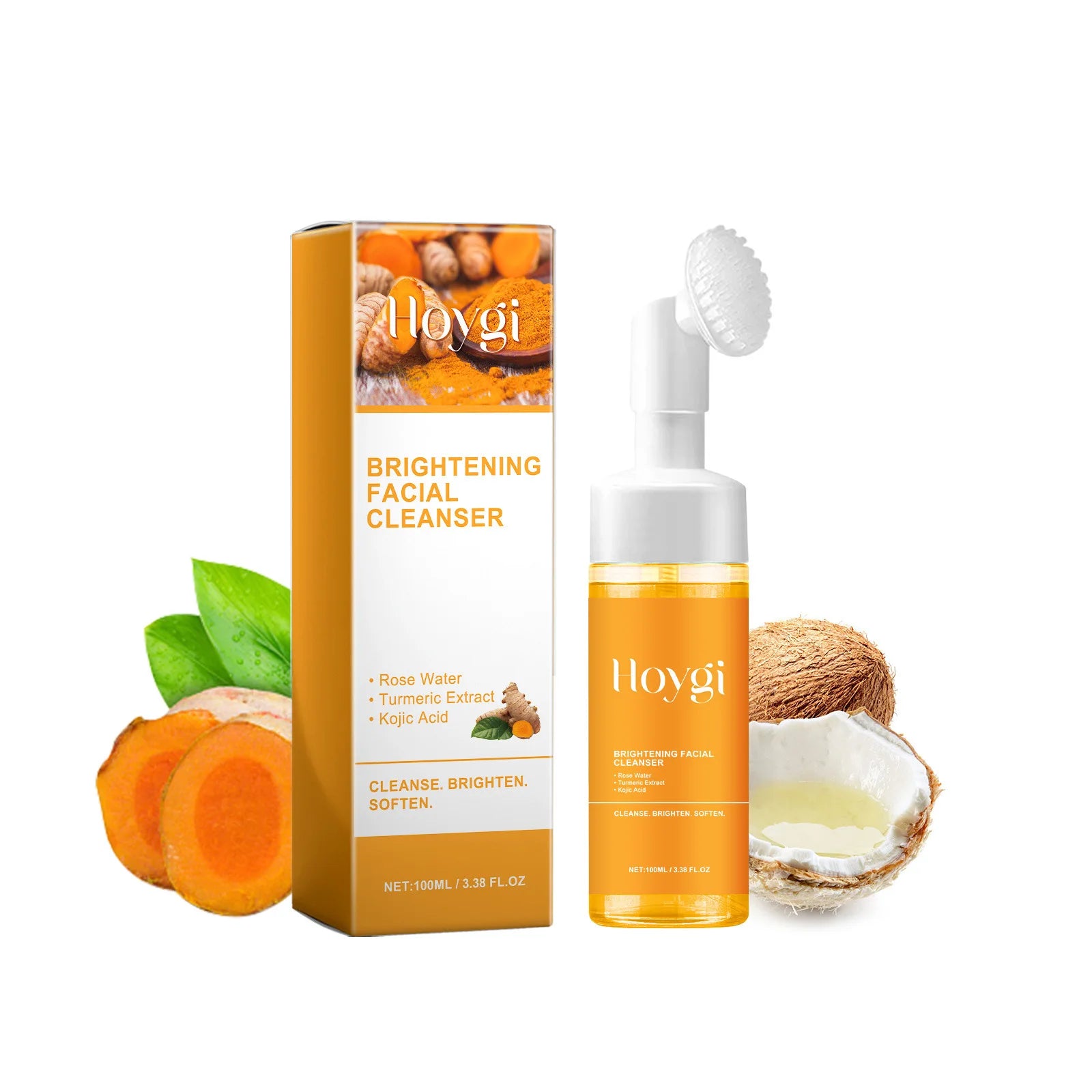 Nettoyant au curcuma Anti-acné, contrôle de l'huile, dissolvant de points noirs, nettoyage de la peau, éclaircissant, rajeunissement, mousse de lavage du visage